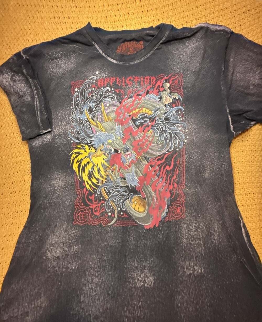 Affliction Mike Erwin Dragon Graphic T-Shirt Size 3XL